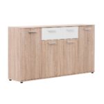 Madia Lund 51 rovere sonoma bianco 4 ante e 2 cassetti 160x35x85 - immagine 3