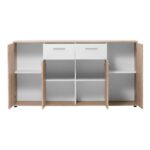 Madia Lund 51 rovere sonoma bianco 4 ante e 2 cassetti 160x35x85 - immagine 4