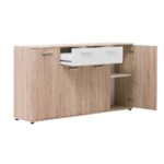 Madia Lund 51 rovere sonoma bianco 4 ante e 2 cassetti 160x35x85 - immagine 5