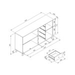 Madia Medan51C 3 ante e 4 cassetti rovere antracite - immagine 7
