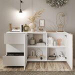 Madia Sabry 2 ante 3 cassetti bianco lucido rovere Kadiz - immagine 2