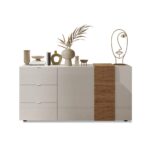 Madia Sabry 2 ante 3 cassetti bianco lucido rovere Kadiz - immagine 3