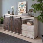 Madia Sevilla 51A pino sbiancato 2 ante scorrevoli e cassetti