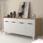 Madia Sila bianco rovere 140x45x72H cm.