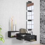 Mobile ingresso da parete Dorado nero lucido con specchio - immagine 2