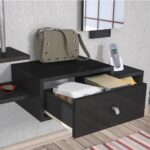 Mobile ingresso da parete Dorado nero lucido con specchio - immagine 3