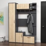 Mobile ingresso Seina antracite frontali rovere con scarpiere e appendiabiti - immagine 3