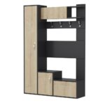 Mobile ingresso Seina antracite frontali rovere con scarpiere e appendiabiti - immagine 4