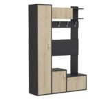 Mobile ingresso Seina antracite frontali rovere con scarpiere e appendiabiti - immagine 6