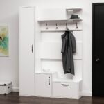Mobile ingresso Seina bianco con scarpiere e appendiabiti - immagine 2