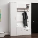 Mobile ingresso Seina bianco con scarpiere e appendiabiti - immagine 3