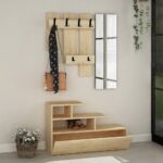 Mobile ingresso Vesty rovere oak con scarpiera e specchio - immagine 2