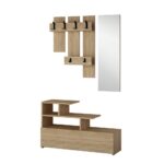Mobile ingresso Vesty rovere oak con scarpiera e specchio - immagine 3