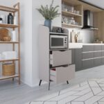 Mobile multiuso Gorki con cassetti light mocha e ripiano carrara bianco - immagine 2