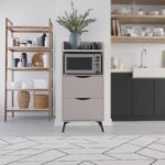 Mobile multiuso Gorki con cassetti light mocha e ripiano carrara bianco - immagine 3