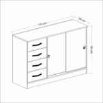 Mobile multiuso Sunrise ante scorrevoli e cassetti bianco - immagine 3