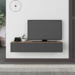 Mobile porta TV sospeso Francy rovere antracite ante a ribalta - immagine 2