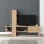 Mobile porta TV Troia rovere antracite con anta a ribalta - immagine 3