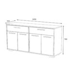 Multiuso Truva 4 ante e 2 cassetti 140 cm grigio bianco - immagine 4