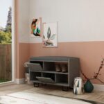 Panca scarpiera Troy retro grey con cuscino - immagine 2