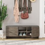 Panca scarpiera Zulla dark coffee con ante e cuscino - immagine 3