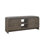 Panca scarpiera Zulla dark coffee con ante e cuscino - immagine 5