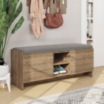 Panca scarpiera Zulla noce con ante e cuscino - immagine 2