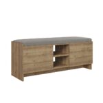 Panca scarpiera Zulla noce con ante e cuscino - immagine 5