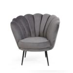 Poltrona a conchiglia Orel in velluto grigio fumè