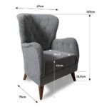 Poltrona Kinda in tessuto grigio schienale capitonè - immagine 2