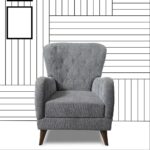 Poltrona Kinda in tessuto grigio schienale capitonè - immagine 3