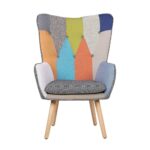 Poltrona Kuril schienale avvolgente tessuto patchwork - immagine 2