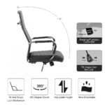 Poltrona ufficio Folkvan con base cromata ecopelle nera - immagine 5