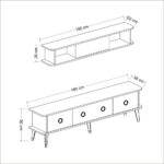 Porta tv con pensile Bientv 180 effetto marmo nero particolari argento - immagine 6