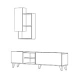 Porta TV Fennes bianco cemento con pensile 180x47H - immagine 2