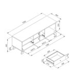 Porta TV Medan56A 2 cassetti e anta con vani a giorno rovere antracite - immagine 7