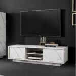 Porta TV Rock 2 ante effetto marmo bianco 139x43x44h - immagine 2