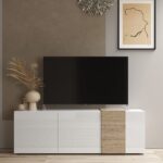 Porta TV Sabry 3 ante bianco lucido rovere Kadiz - immagine 2