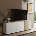 Porta TV Sabry 3 ante bianco lucido rovere Kadiz