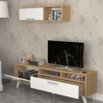 Porta tv Slim D2306TV180M109 rovere bianco 180x35x47h - immagine 2