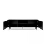 Porta TV Vienna56A 2 ante e vano a giorno nero con frontali effetto vimini - immagine 3