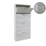 Scarpiera 4 ante doppio vano porta scarpe colore cemento - immagine 2