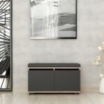 Scarpiera con pouff Dragoshoe noce e nero - immagine 2