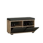 Scarpiera con pouff Dragoshoe noce e nero - immagine 4