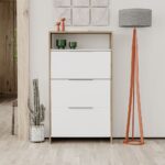 Scarpiera Kaju 3 ante a ribalta bianco e struttura noce - immagine 3