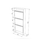 Scarpiera pensile bambu' bianca con 3 ante a ribalta - immagine 4