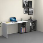 Scrivania angolare Mia cemento bianco reversibile - immagine 2