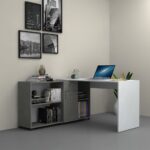 Scrivania angolare Mia cemento bianco reversibile