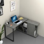 Scrivania con libreria Oslo cemento 120x60 cm. - immagine 3