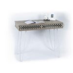 Scrivania Ilia piedi in metallo bianco e piano rovere 96x51x75 HMT190642 - immagine 2